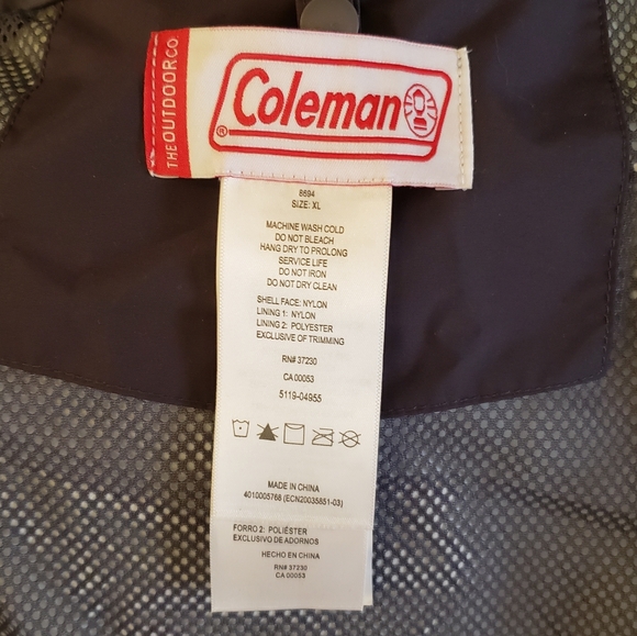 Coleman Nylon Hooded Water Resistant Jacket XL - Picture 6 of 6
